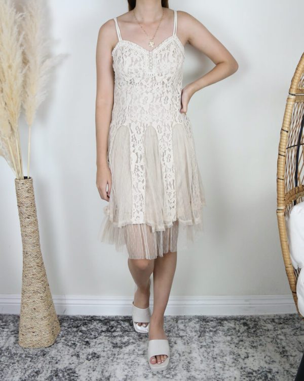 Ckoey Lace Dress in Beige